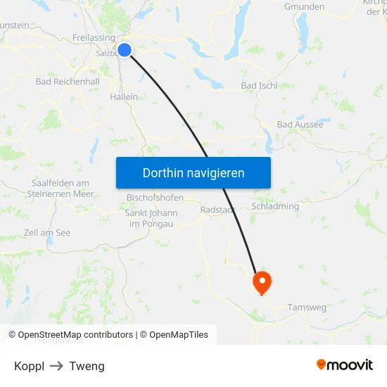 Koppl to Tweng map