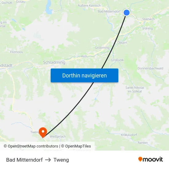 Bad Mitterndorf to Tweng map