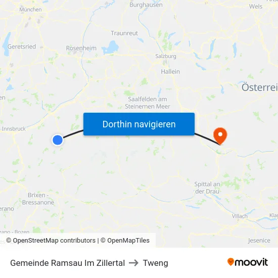 Gemeinde Ramsau Im Zillertal to Tweng map