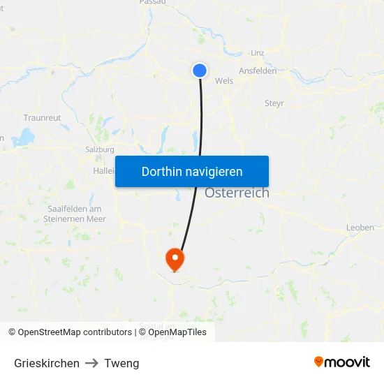 Grieskirchen to Tweng map