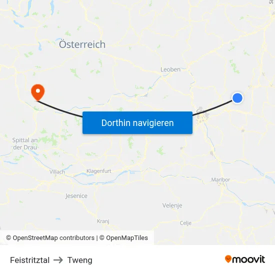 Feistritztal to Tweng map