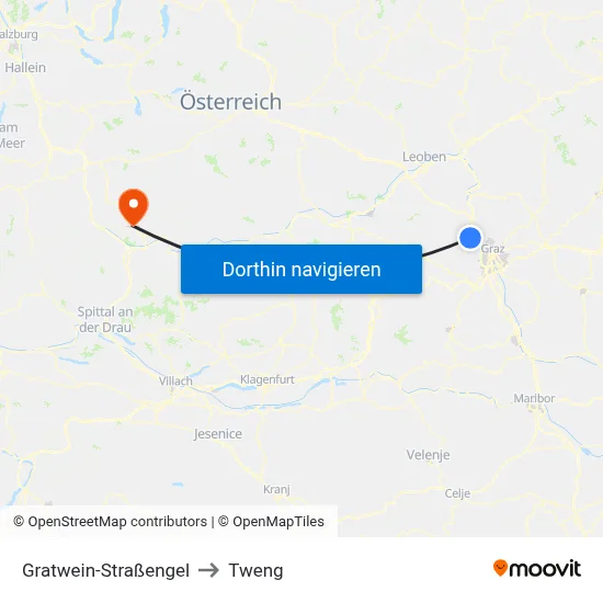 Gratwein-Straßengel to Tweng map