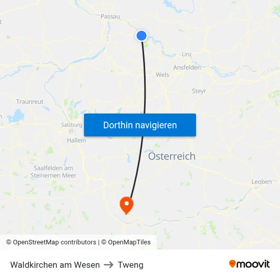 Waldkirchen am Wesen to Tweng map