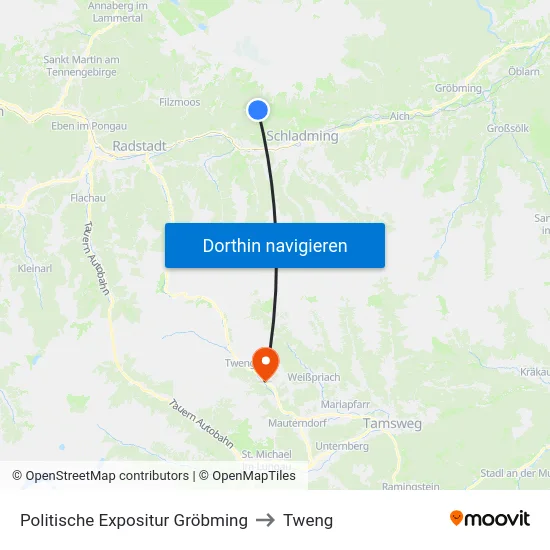 Politische Expositur Gröbming to Tweng map