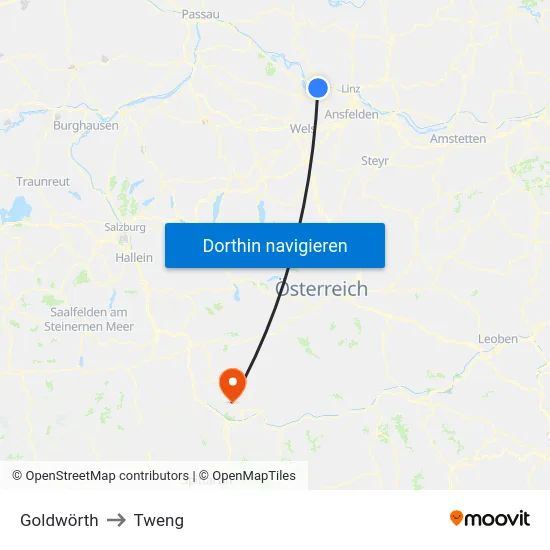 Goldwörth to Tweng map