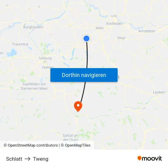 Schlatt to Tweng map