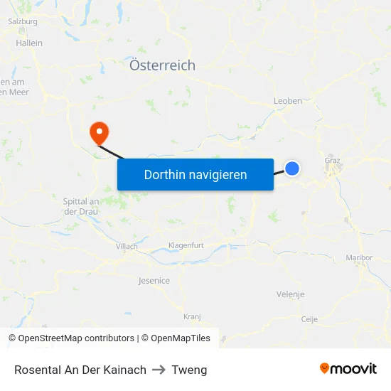 Rosental An Der Kainach to Tweng map