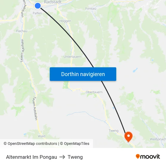 Altenmarkt Im Pongau to Tweng map