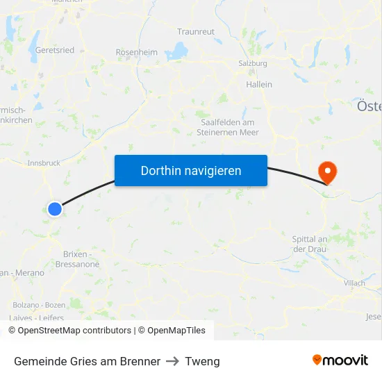 Gemeinde Gries am Brenner to Tweng map
