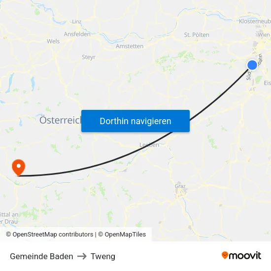 Gemeinde Baden to Tweng map