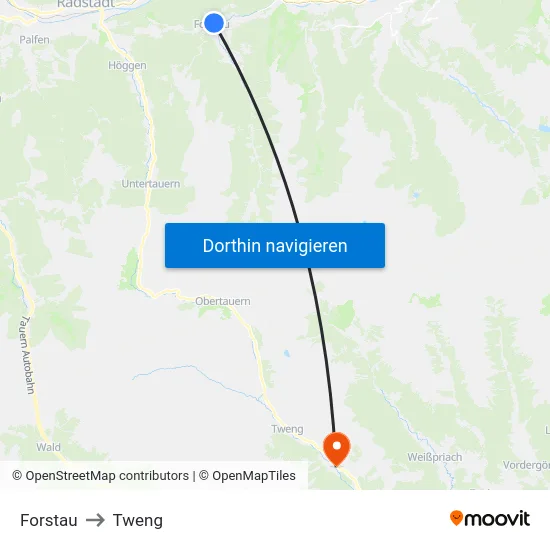 Forstau to Tweng map