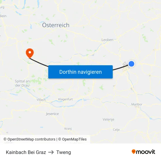 Kainbach Bei Graz to Tweng map
