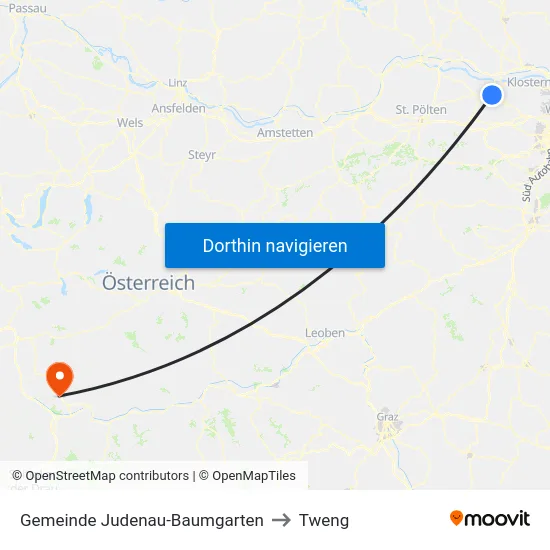 Gemeinde Judenau-Baumgarten to Tweng map