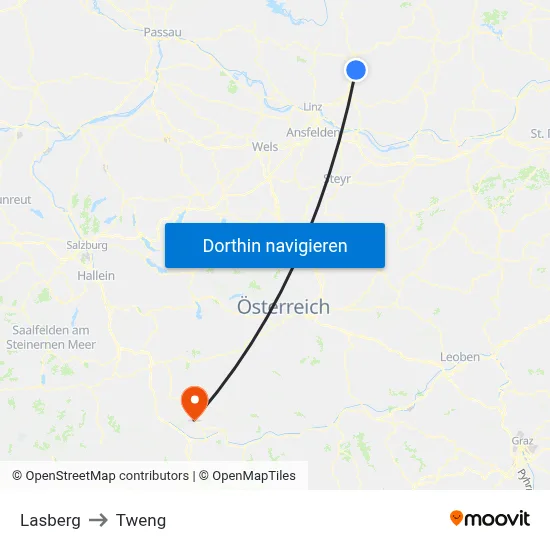 Lasberg to Tweng map