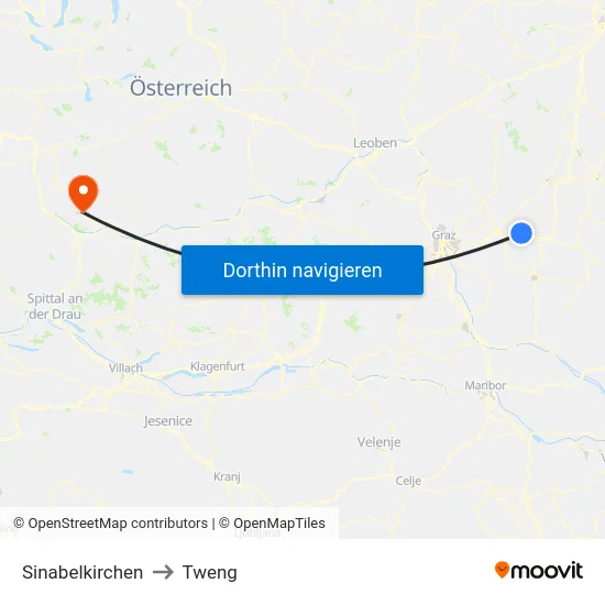 Sinabelkirchen to Tweng map