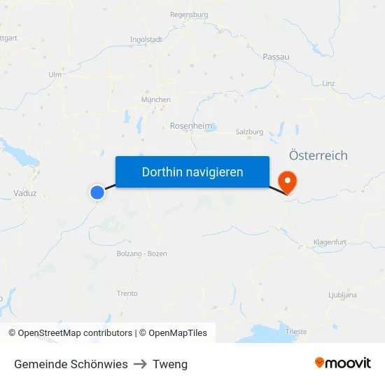Gemeinde Schönwies to Tweng map