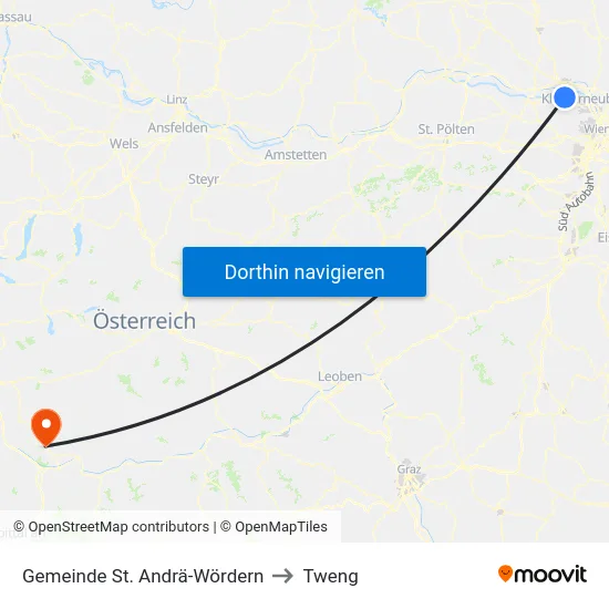 Gemeinde St. Andrä-Wördern to Tweng map