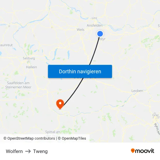 Wolfern to Tweng map