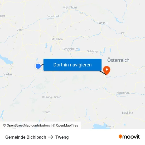 Gemeinde Bichlbach to Tweng map