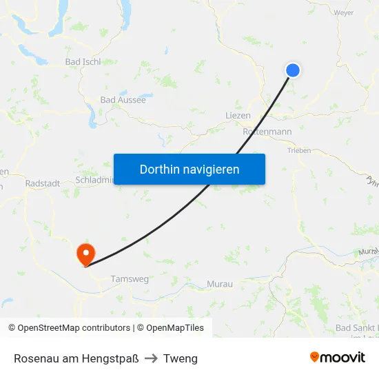 Rosenau am Hengstpaß to Tweng map