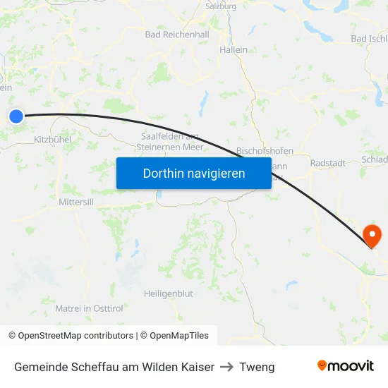 Gemeinde Scheffau am Wilden Kaiser to Tweng map