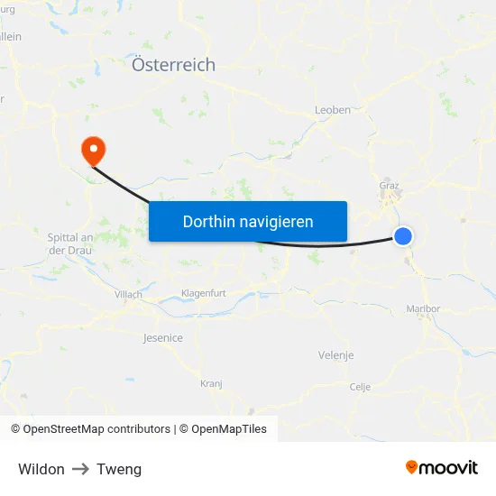 Wildon to Tweng map