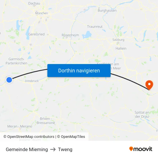 Gemeinde Mieming to Tweng map