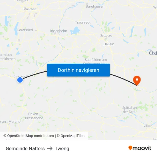 Gemeinde Natters to Tweng map
