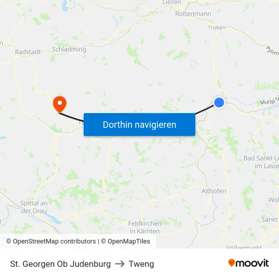 St. Georgen Ob Judenburg to Tweng map