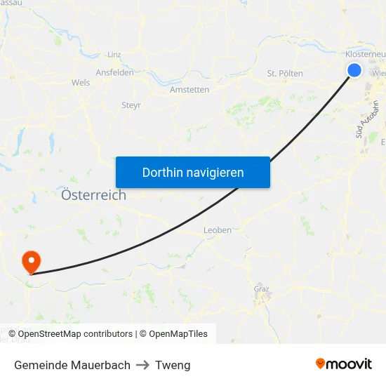 Gemeinde Mauerbach to Tweng map