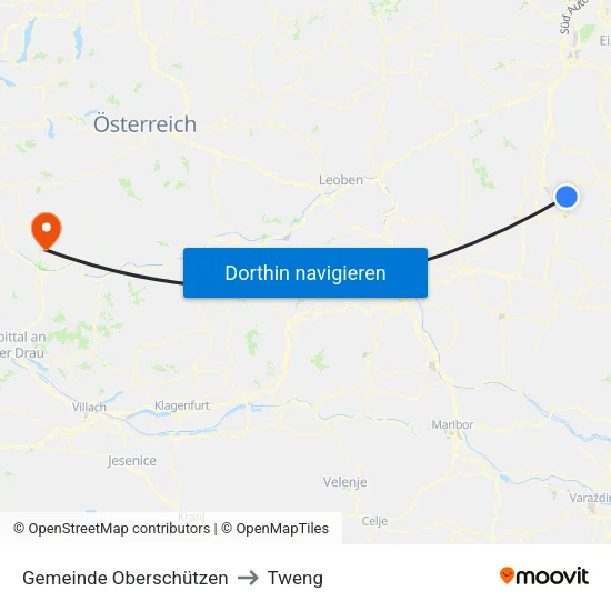 Gemeinde Oberschützen to Tweng map