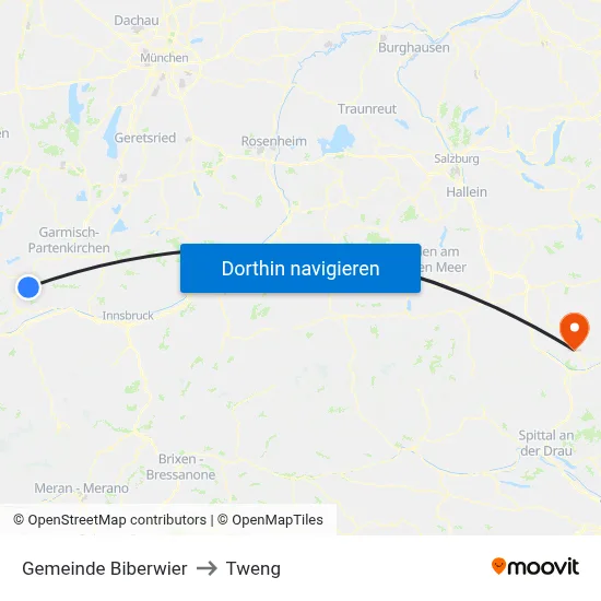 Gemeinde Biberwier to Tweng map