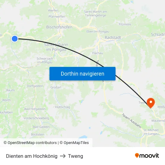Dienten am Hochkönig to Tweng map