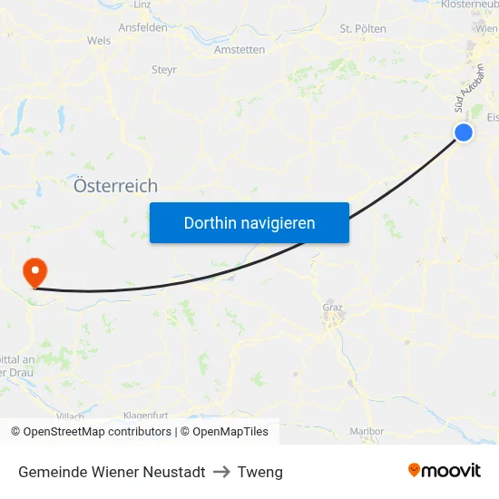 Gemeinde Wiener Neustadt to Tweng map