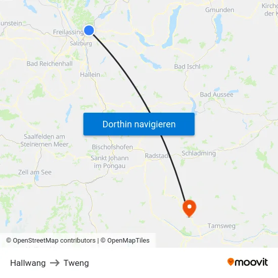 Hallwang to Tweng map