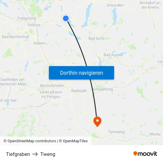 Tiefgraben to Tweng map