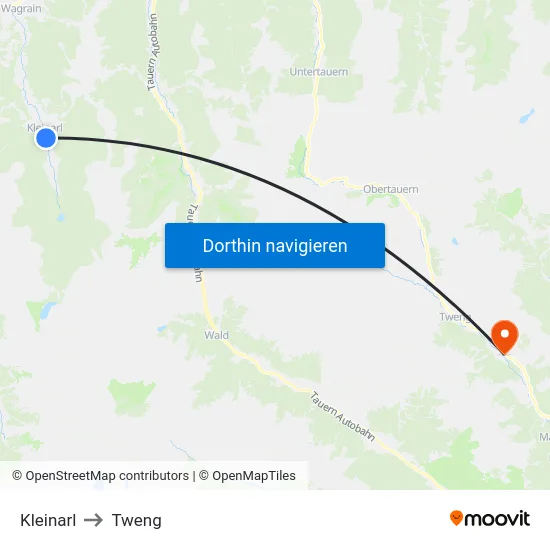 Kleinarl to Tweng map