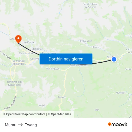 Murau to Tweng map