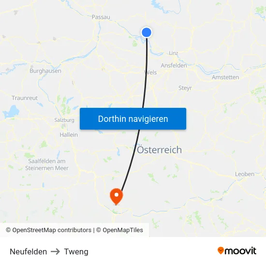 Neufelden to Tweng map