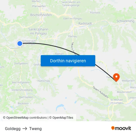 Goldegg to Tweng map