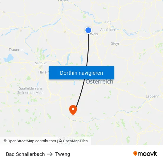 Bad Schallerbach to Tweng map