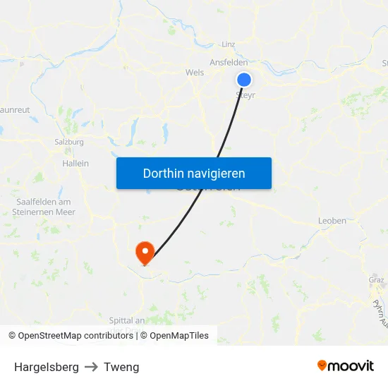 Hargelsberg to Tweng map