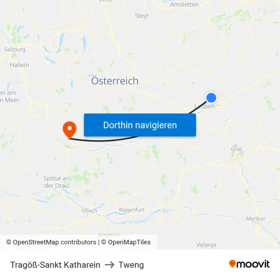 Tragöß-Sankt Katharein to Tweng map