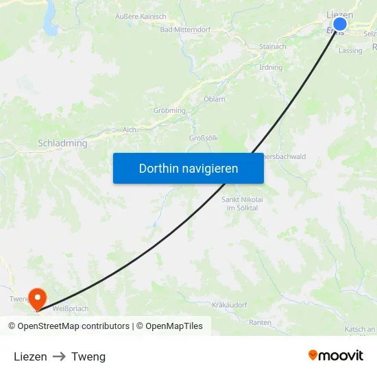 Liezen to Tweng map