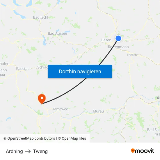 Ardning to Tweng map