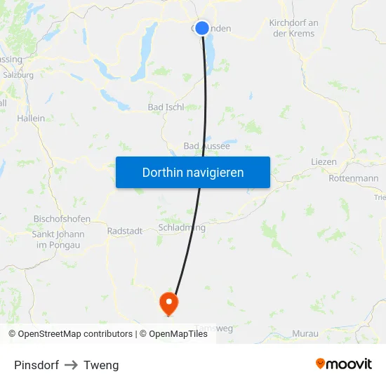 Pinsdorf to Tweng map