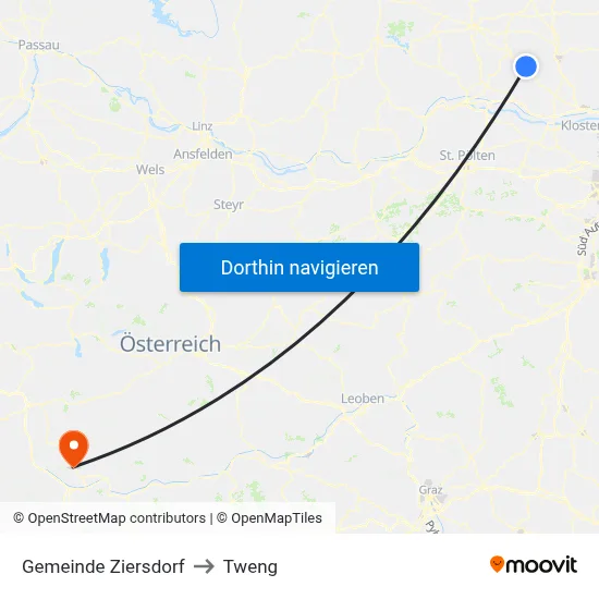 Gemeinde Ziersdorf to Tweng map
