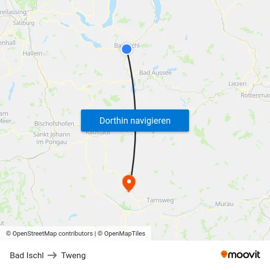 Bad Ischl to Tweng map