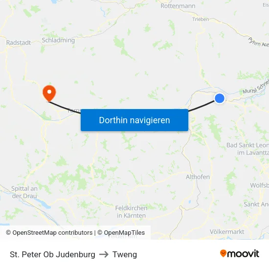 St. Peter Ob Judenburg to Tweng map