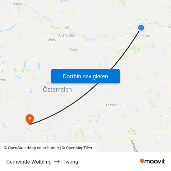 Gemeinde Wölbling to Tweng map